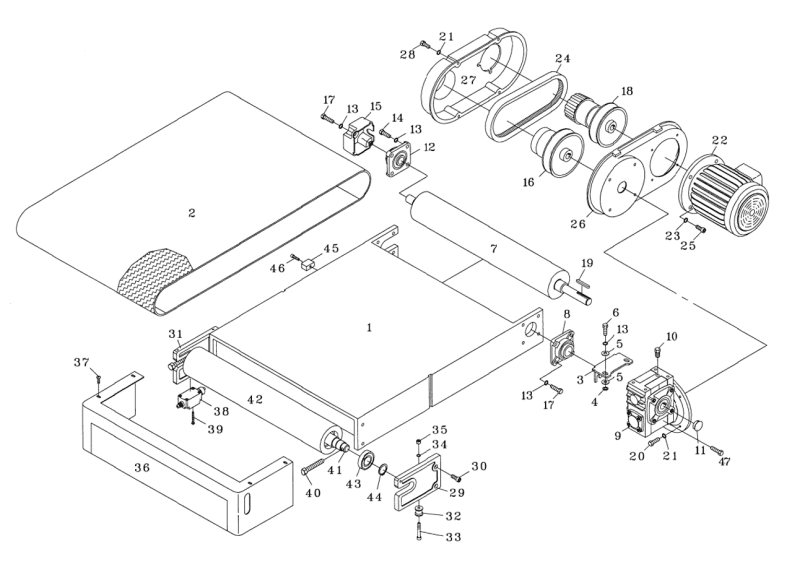 WB-25 Table and Conveyor Belt Assembly 