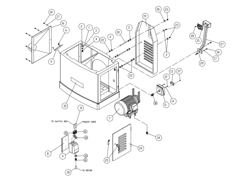 1285-HH 1PH Stand Assembly