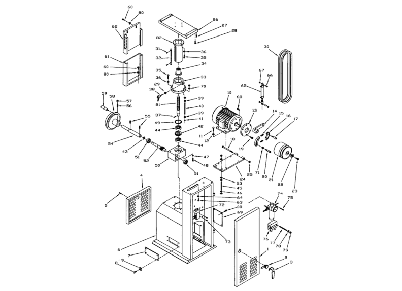 1632 7.5HP 3PH Base and Table Adjustment Assembly