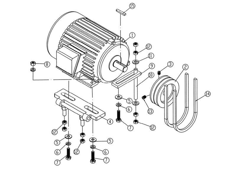 1285-HH 1PH Motor Pulley Assembly