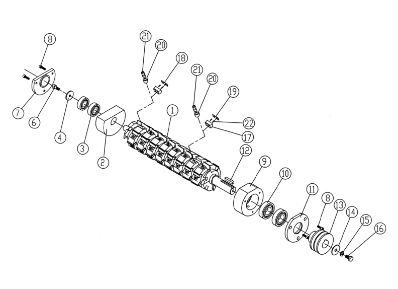 1285-HH 1PH Helical Cutterhead Assembly