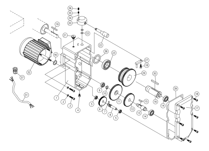 DDS-237 7.5HP 1PH Gearbox Assembly