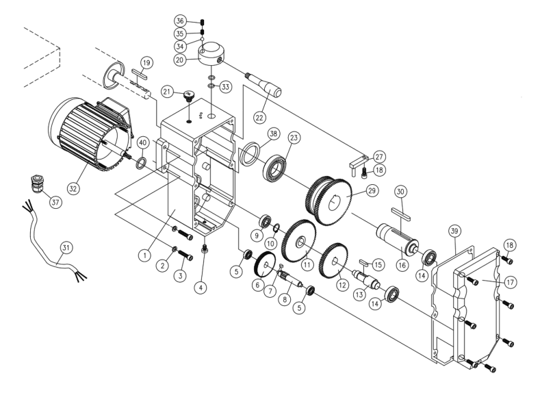 DDS-237 7.5HP 1PH Gearbox Assembly