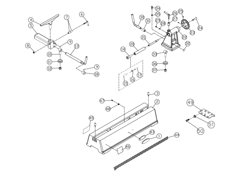 2014 Lathe Bed, Toolrest, and Tailstock Assemblies