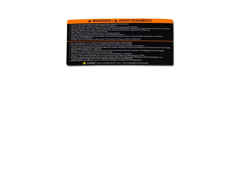 Warning Label Not Shown | PM2820EVS-254