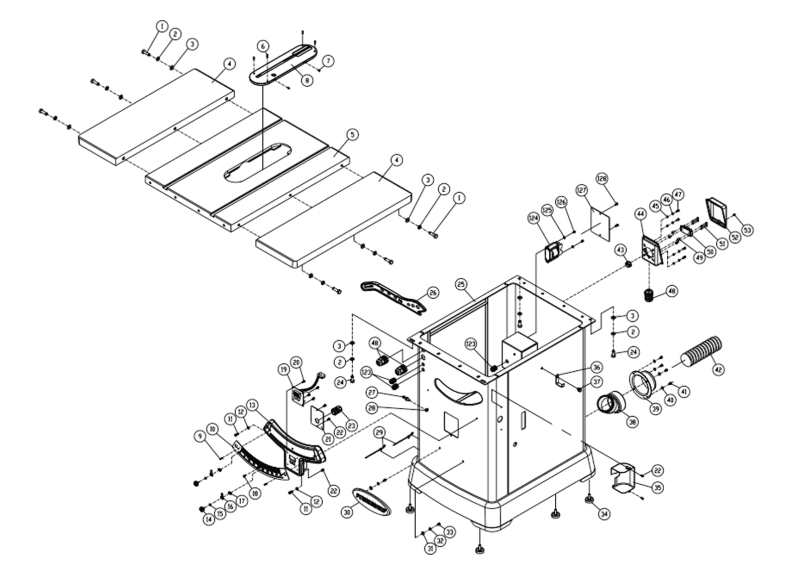 PM2000B - 3HP - 50 in. - Table and Cabinet Assembly