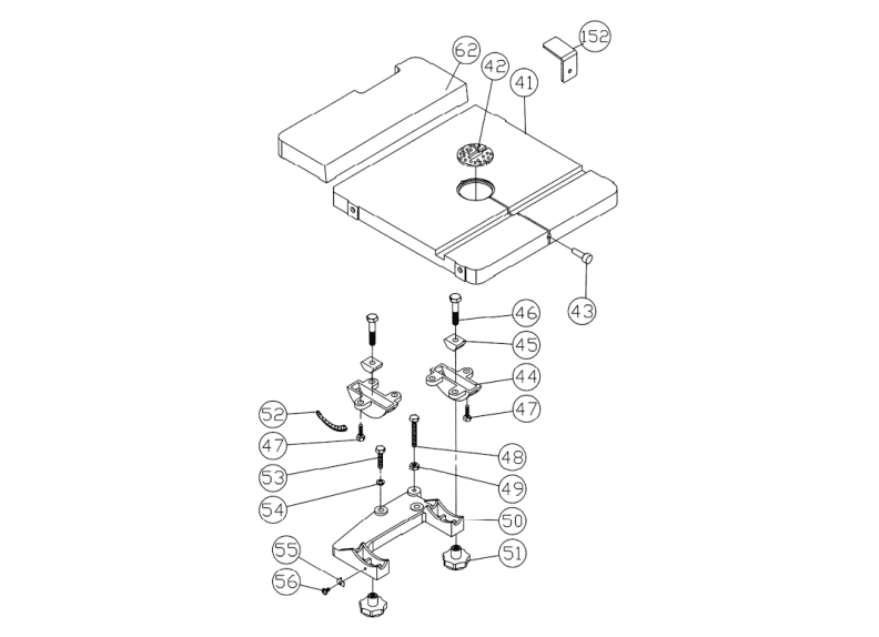 PWBS-14CS -  Table and Trunnion Assembly